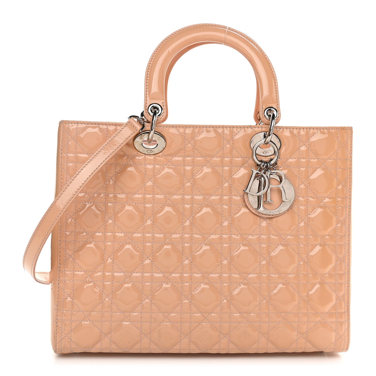 Patent Cannage Large Lady Dior Dark Beige