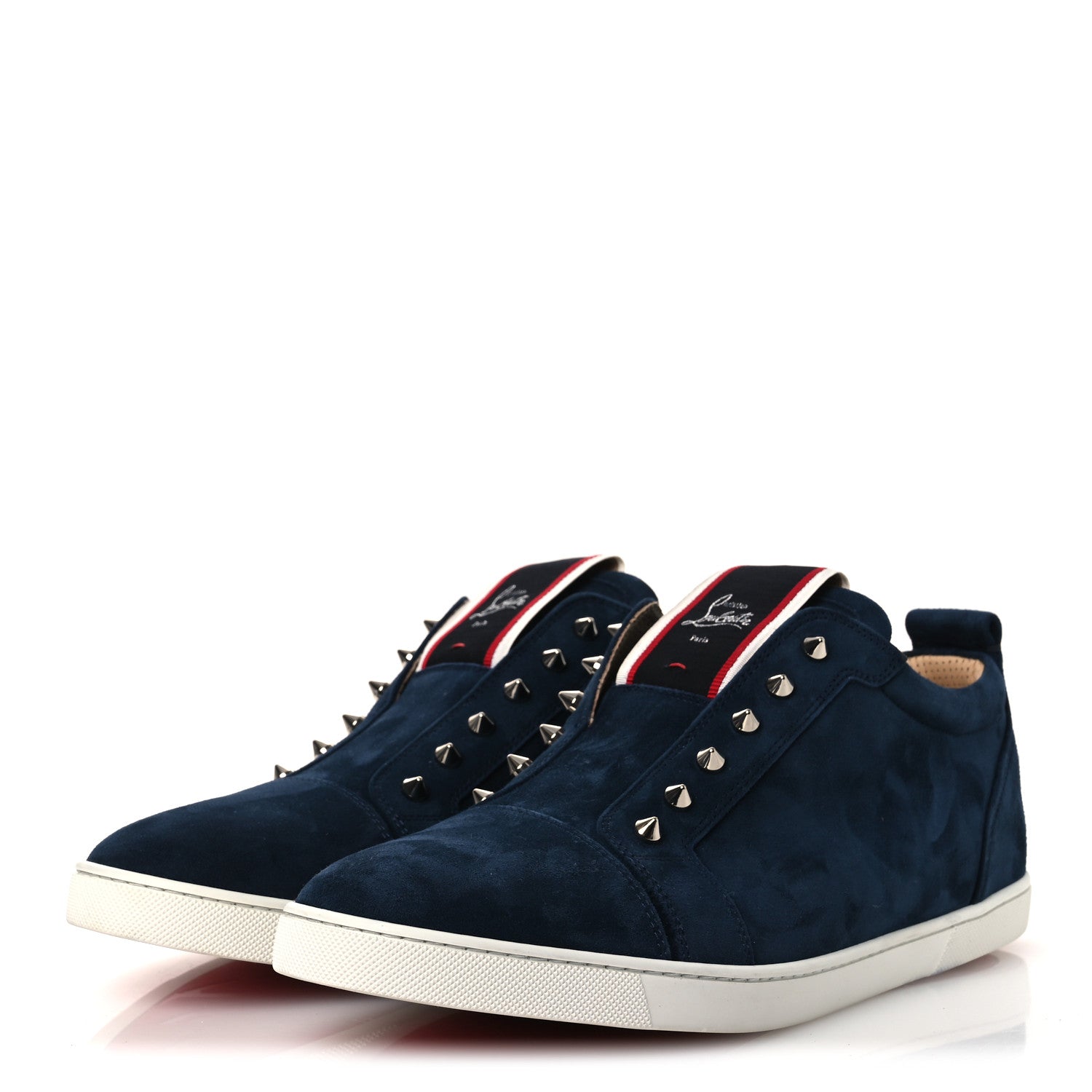 Christian Louboutin Suede Spiked Fav Fique Mens Sneakers Navy 46.5 4 of 10