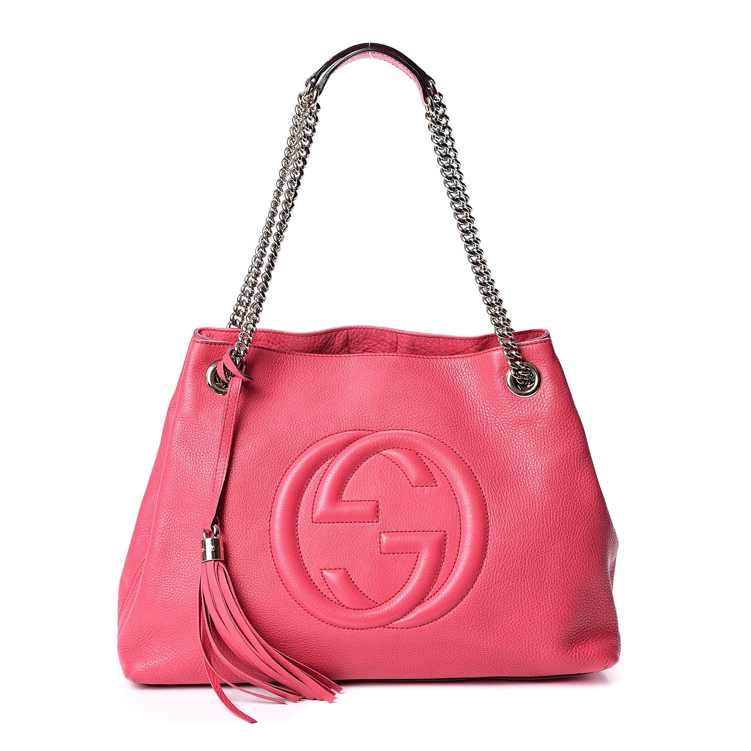 Gucci Pebbled Calfskin Medium Soho Chain Shoulder Bag Pink 1 of 9