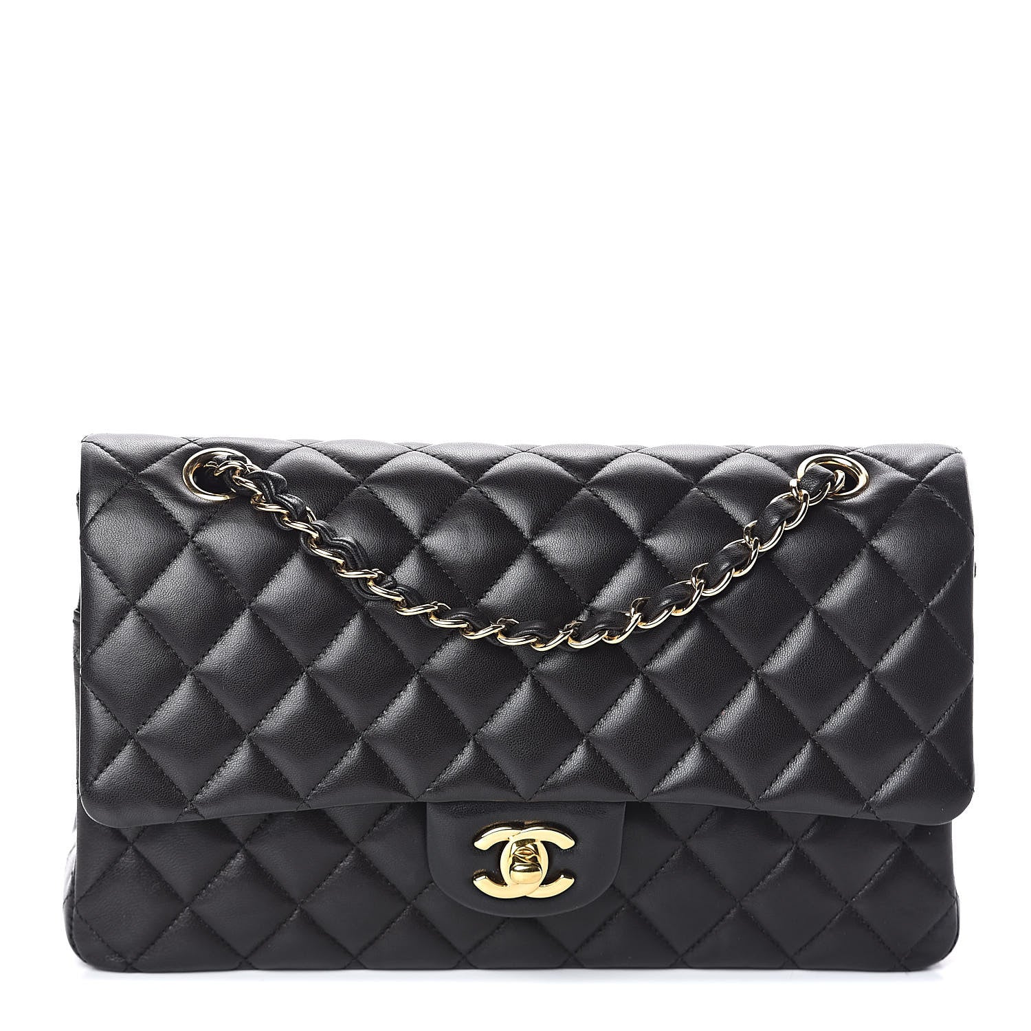 Chanel Lambskin Quilted Medium Double Flap Black 1 of 9