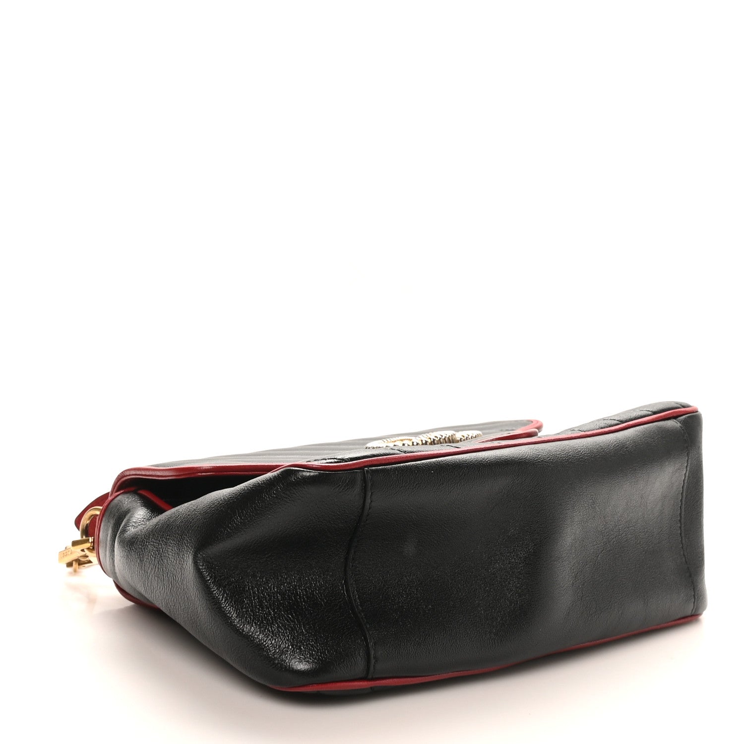 Gucci Vintage Effect Calfskin Matelasse Diagonal Small Torchon GG Marmont Top Handle Shoulder Bag Black Romantic Cherry 4 of 10