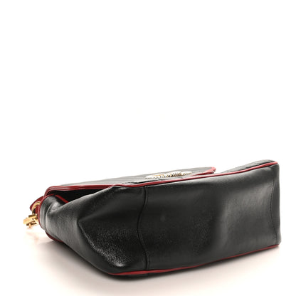 Gucci Vintage Effect Calfskin Matelasse Diagonal Small Torchon GG Marmont Top Handle Shoulder Bag Black Romantic Cherry 4 of 10