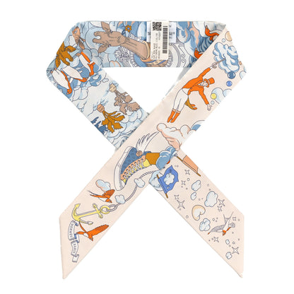 Hermes Silk Sur Mon Nuage Twilly Creme Bleu Ciel Orange 1 of 4