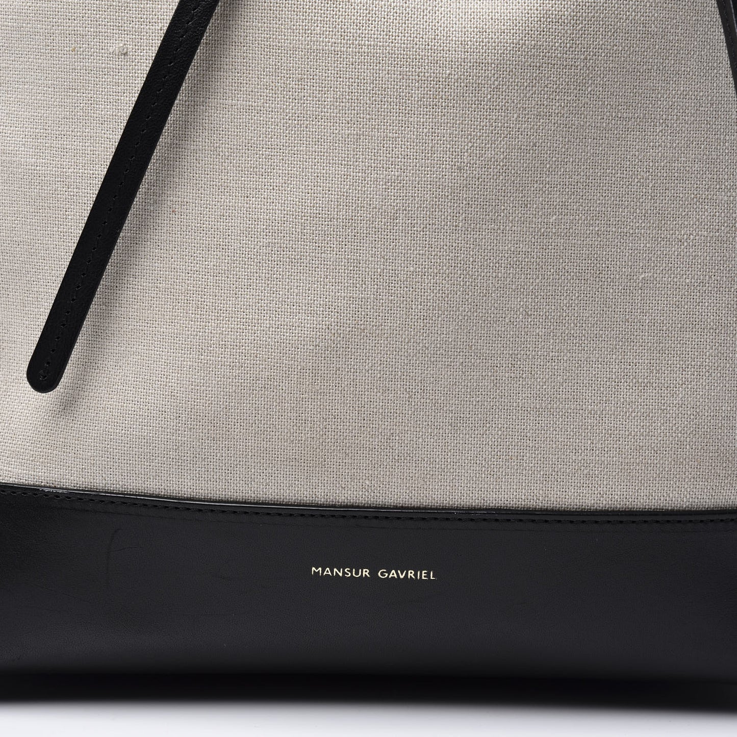 Canvas Calfskin Bucket Bag Creme Black