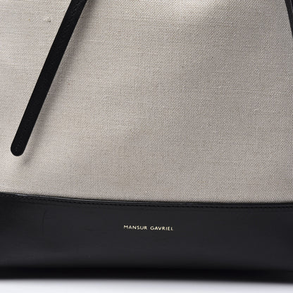Mansur Gavriel Canvas Calfskin Bucket Bag Creme Black 10 of 10