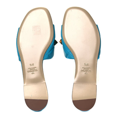 Valentino Garavani Nappa Roman Stud Flat Slide Sandals 37.5 Sky Fall 5 of 7
