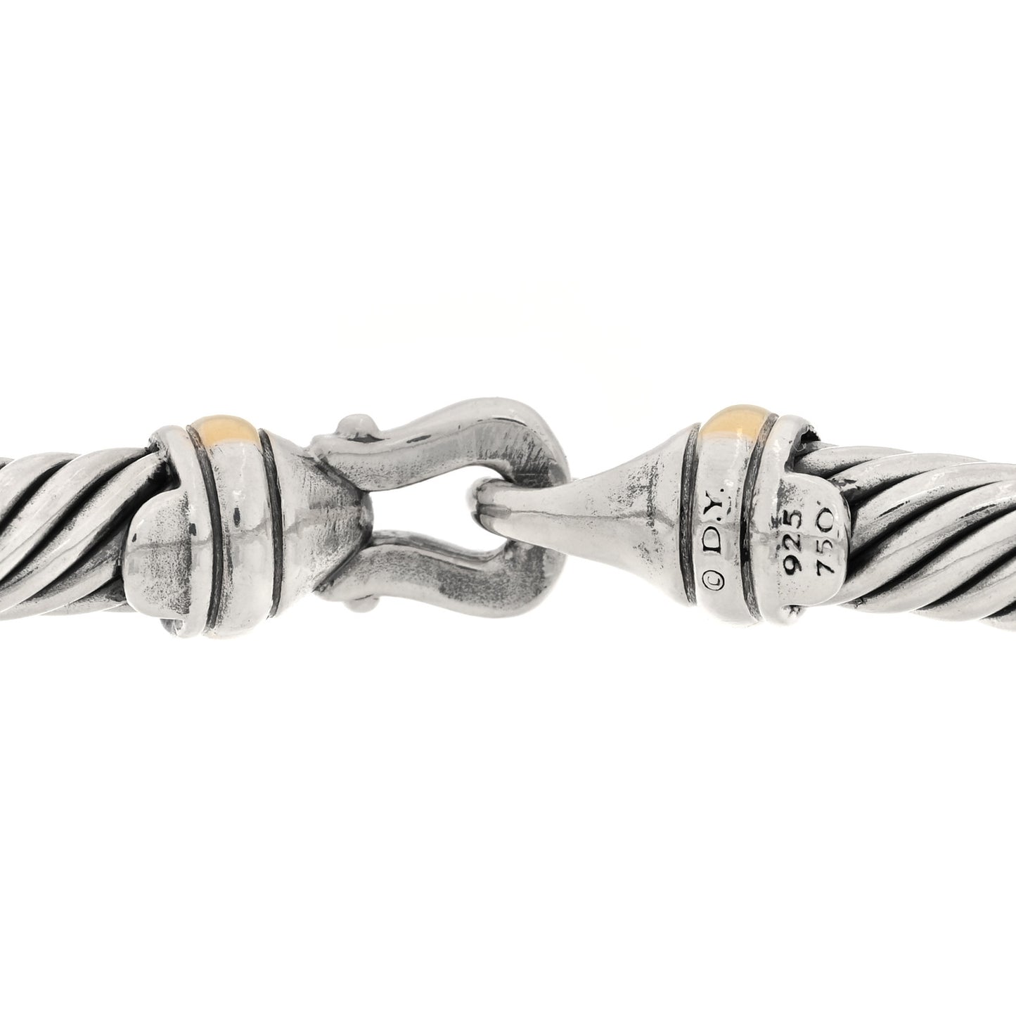 Sterling Silver 18K Yellow Gold 5mm Cable Classic Buckle Bracelet