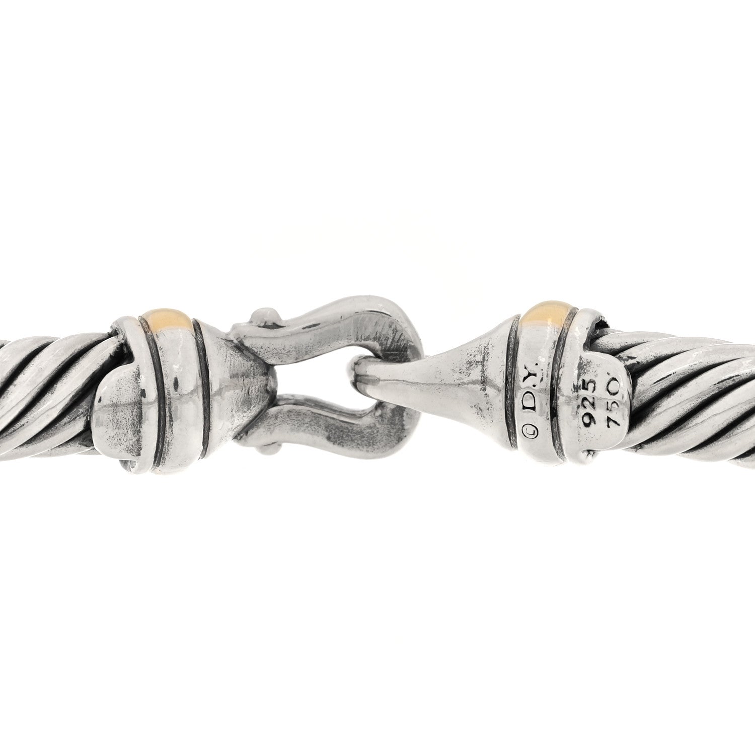 David Yurman Sterling Silver 18K Yellow Gold 5mm Cable Classic Buckle Bracelet 3 of 3