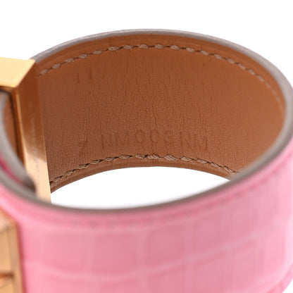 Hermes Matte Niloticus Crocodile Collier De Chien CDC 24 Bracelet T1 Rose Bubblegum 6 of 7