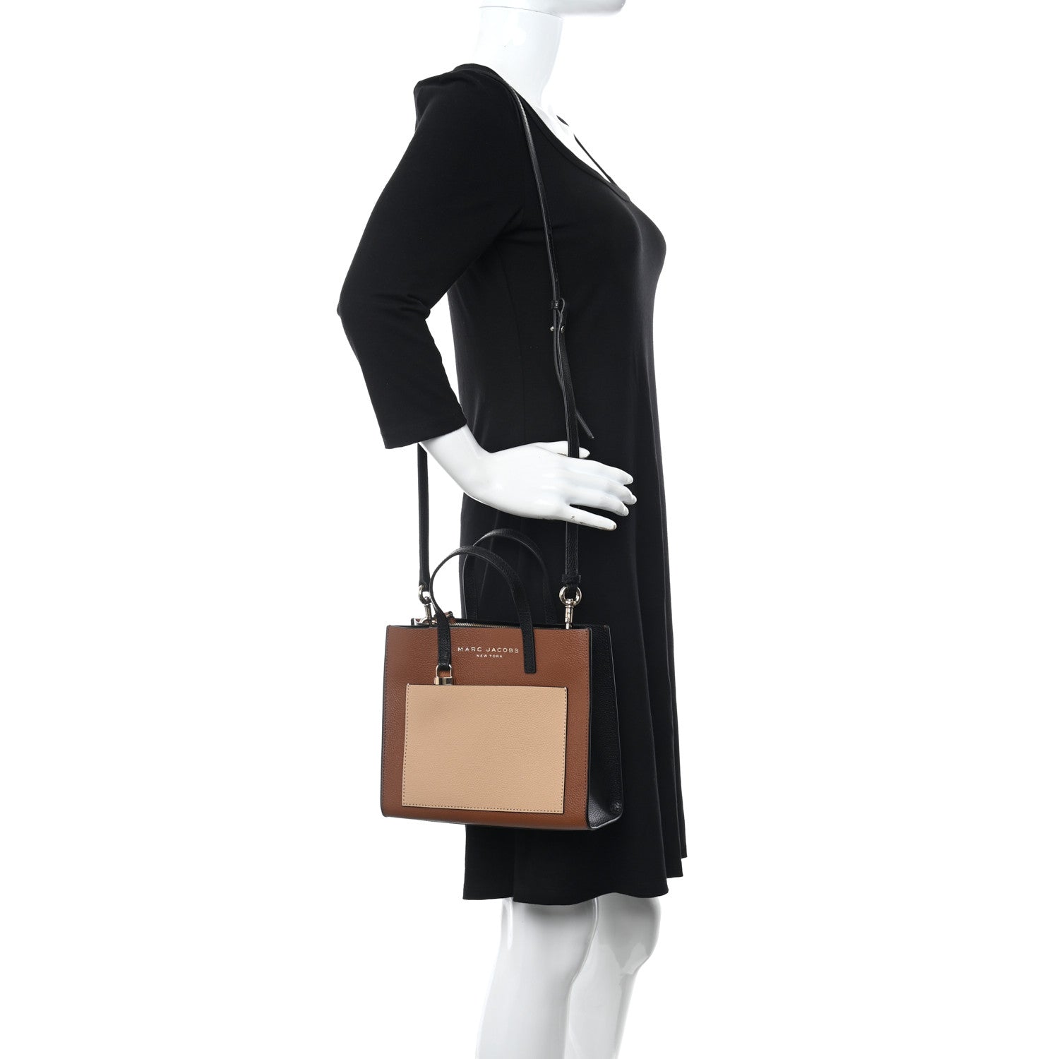 Marc Jacobs Calfskin Mini Grid Tote Bag Chocolate Truffle 2 of 11