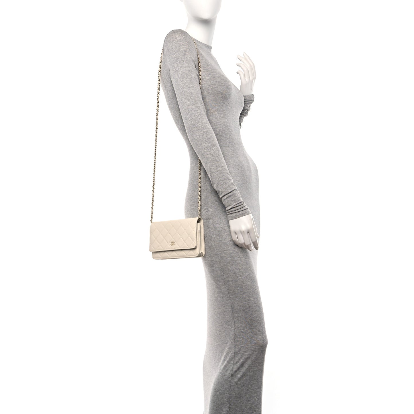 Caviar Quilted Wallet On Chain WOC White