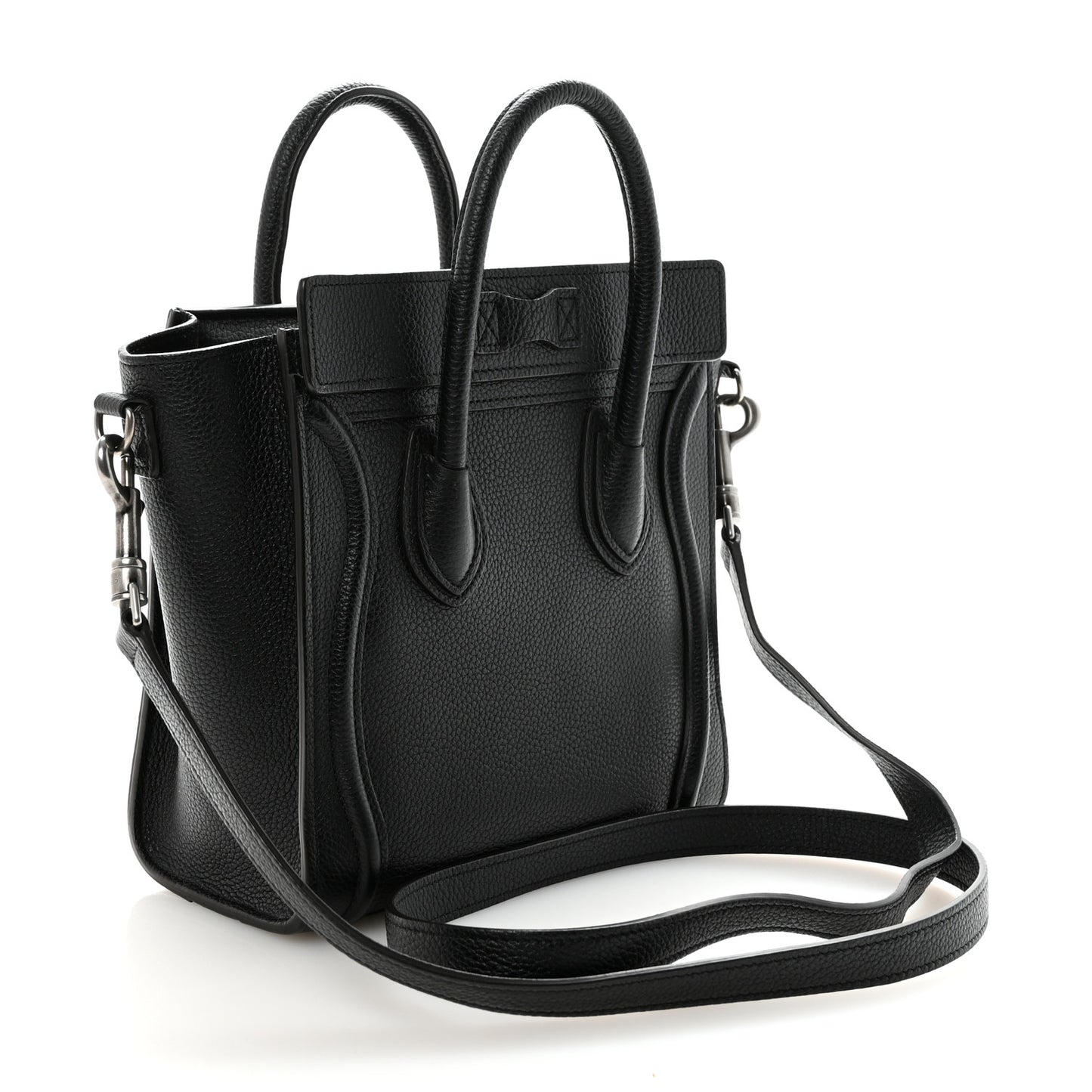 Drummed Calfskin Nano Luggage Black