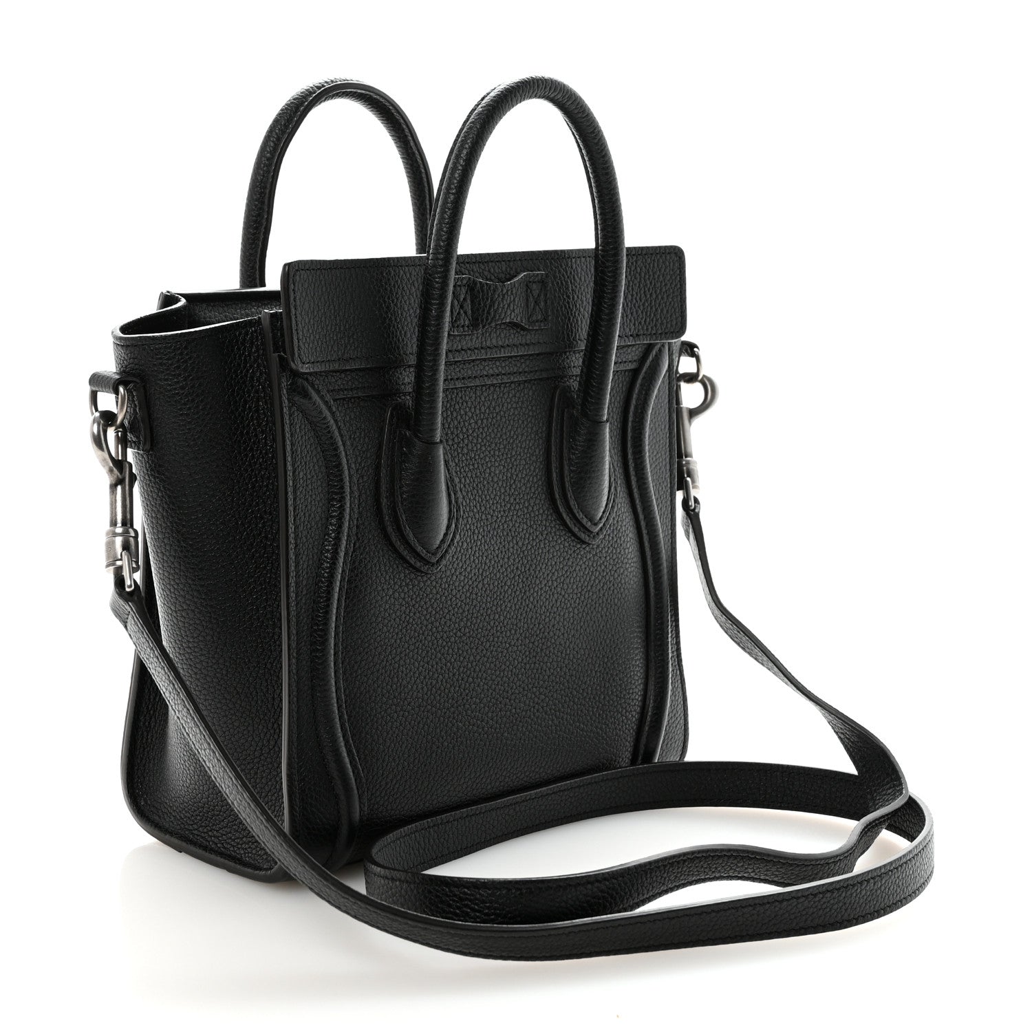 Celine Drummed Calfskin Nano Luggage Black 3 of 10
