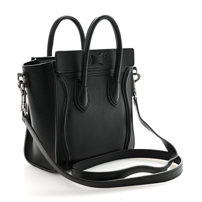 Celine Drummed Calfskin Nano Luggage Black 3 of 10