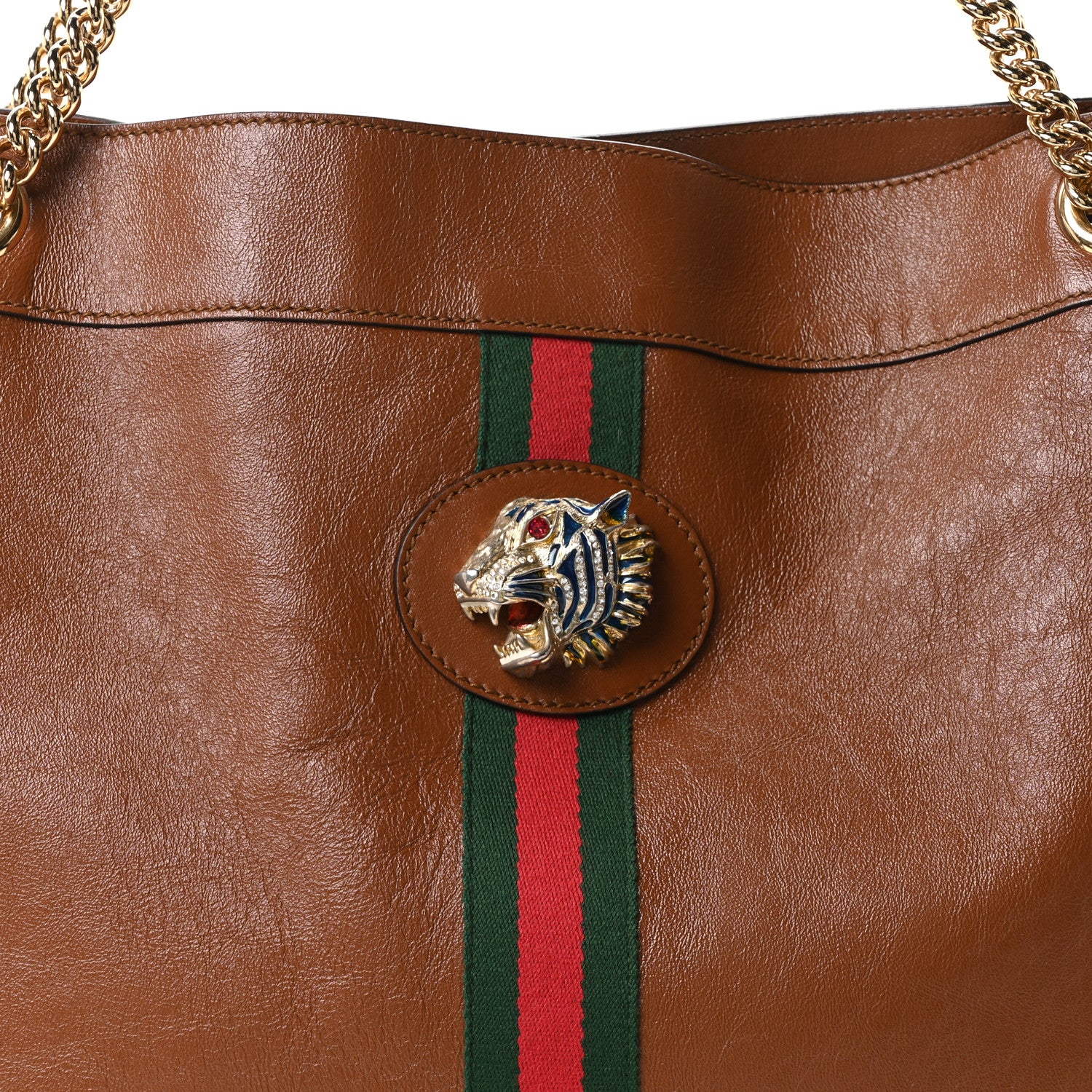 Gucci Calfskin Large Rajah Chain Tote Cuir 9 of 11