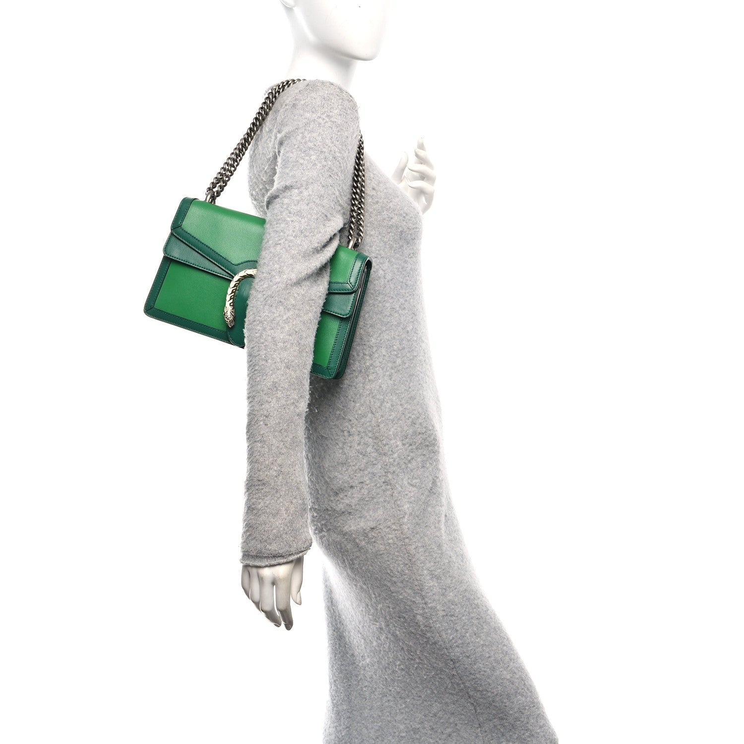Gucci Azalea Calfskin Enamel Small Dionysus Shoulder Bag New Shamarock Emerald Off White 2 of 10
