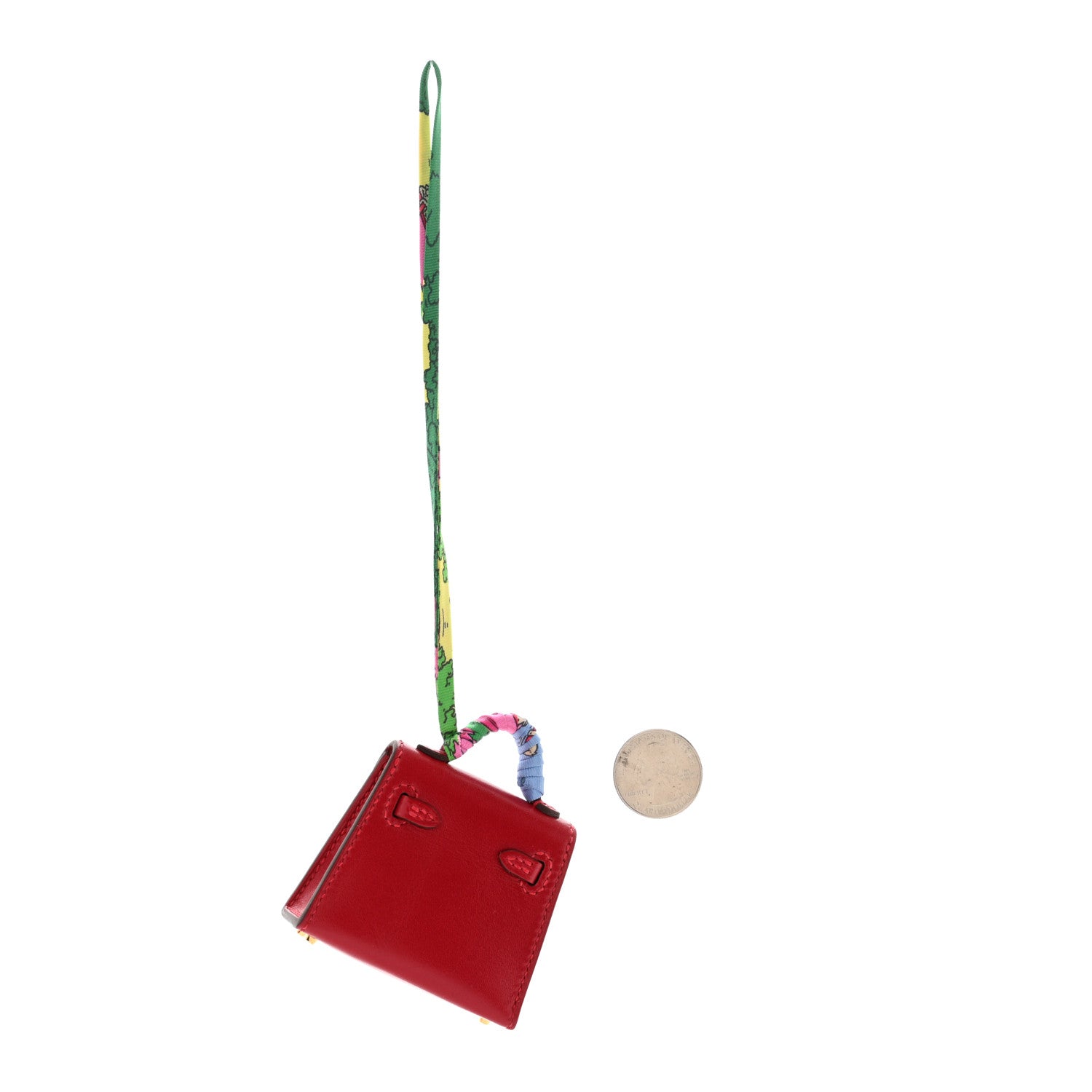 Hermes Tadelakt Mini Kelly Twilly Bag Charm Rouge Vif 2 of 5