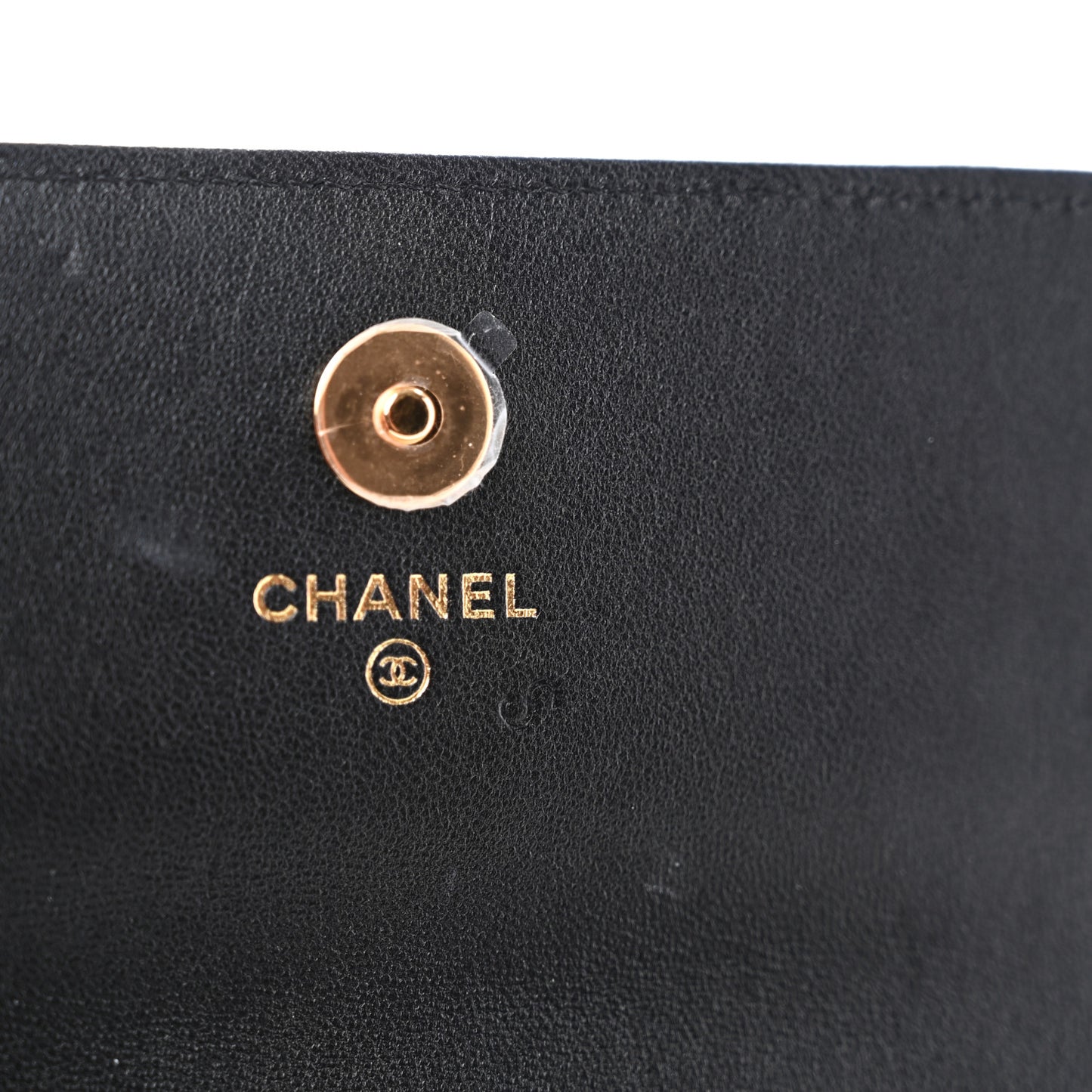 Lambskin Quilted Flap Card Holder With Cuff Black