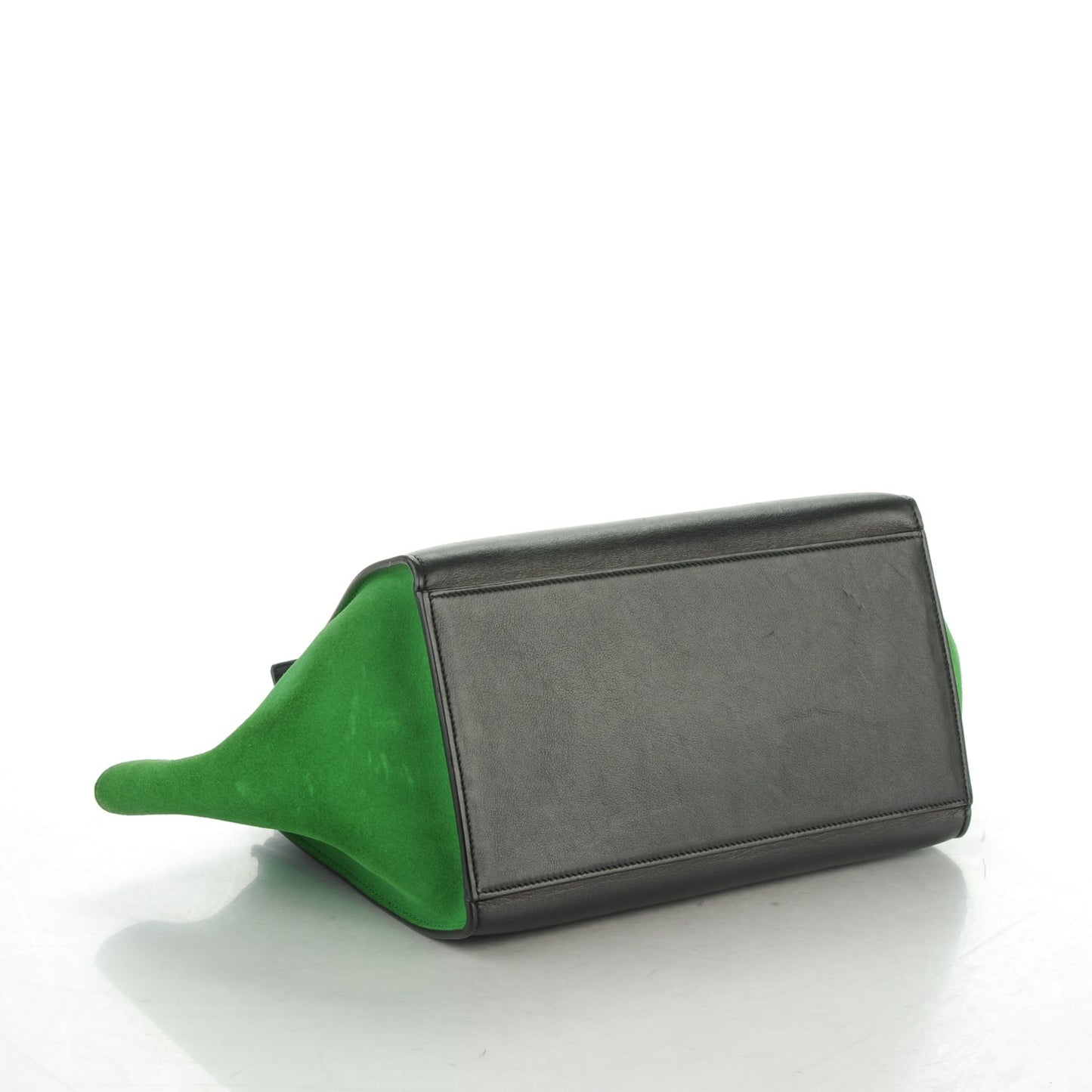 Calfskin Suede Small Tri-Color Trapeze Green Grass