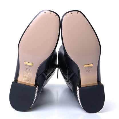 Gucci Calfskin Knee High Horsebit Crystal Heel Boots 35.5 Black 6 of 8