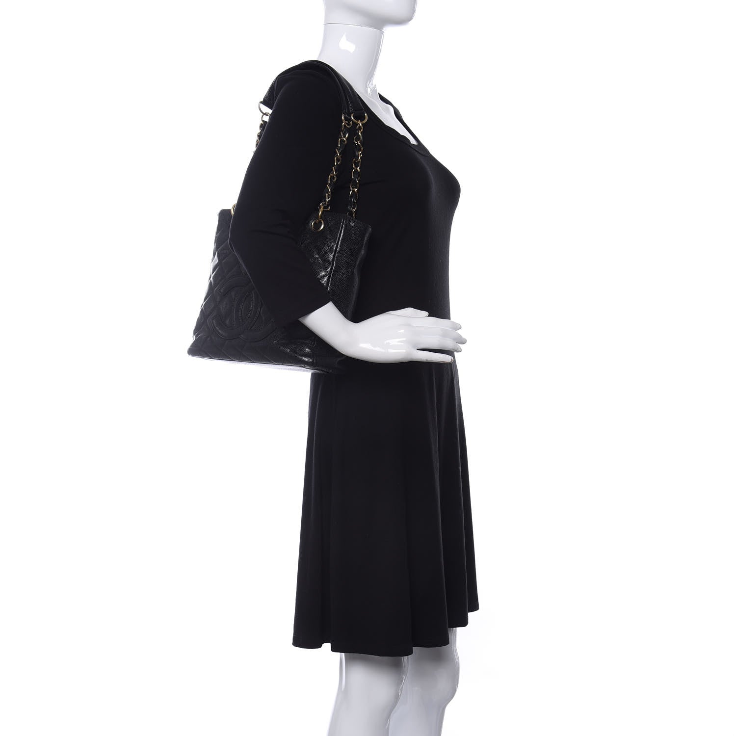 Chanel Caviar Quilted Petit Shopping Tote PST Black 2 of 9