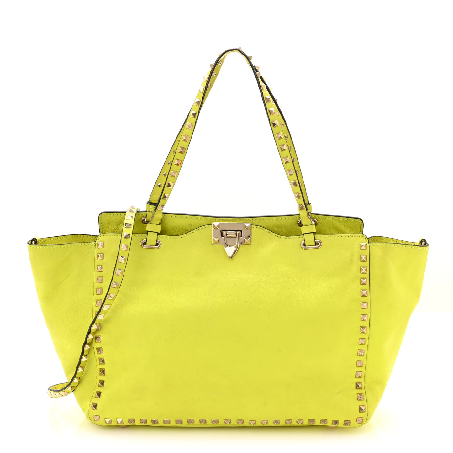 Vitello Medium Rockstud Tote Yellow Fluo