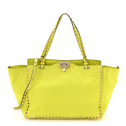 Valentino Garavani Vitello Medium Rockstud Tote Yellow Fluo 1 of 14