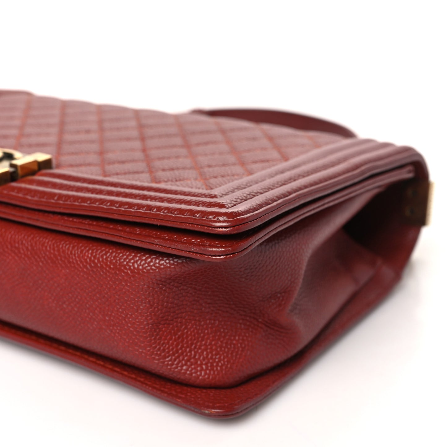 Caviar Quilted New Medium Boy Flap Dark Red