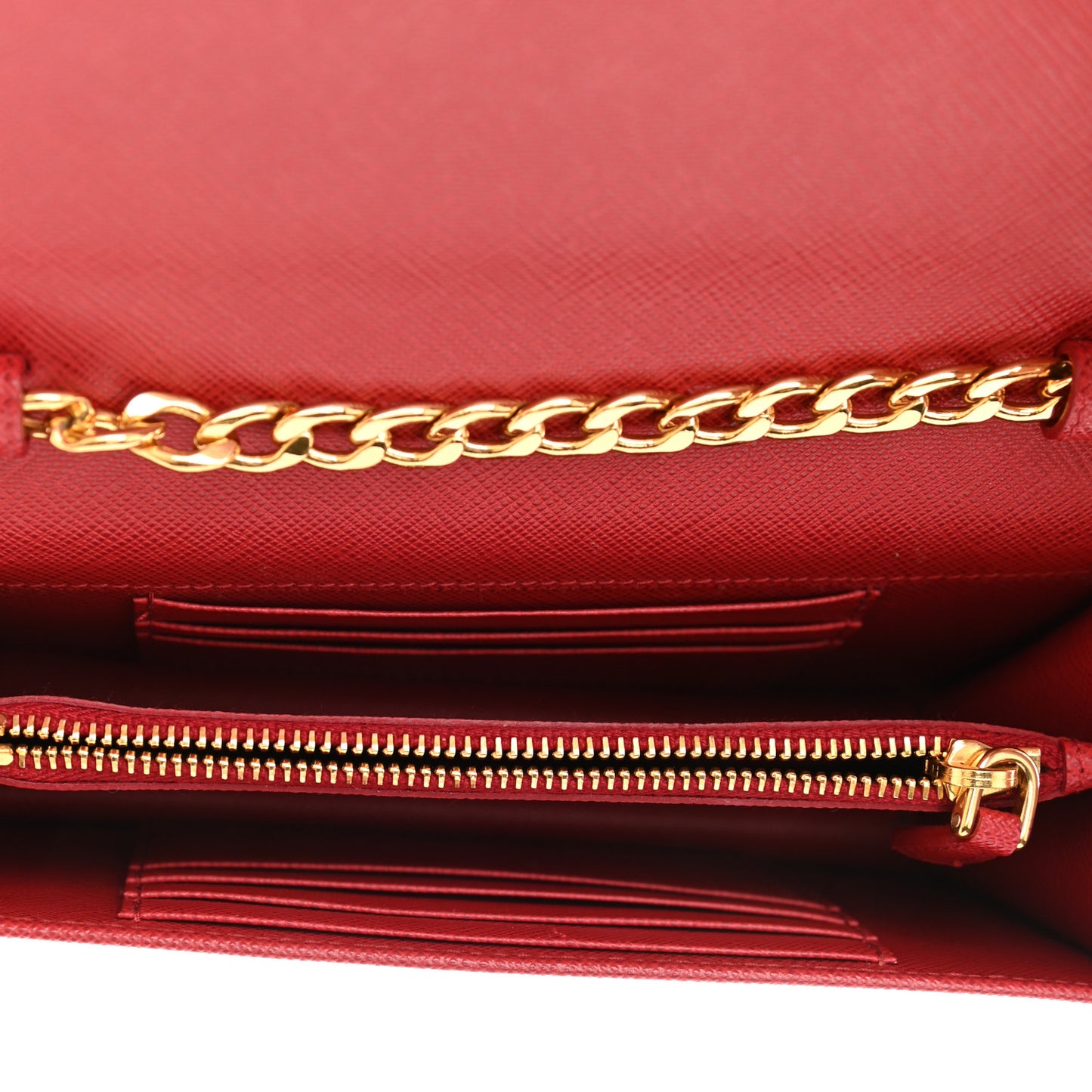 Saffiano Bandoliera Flip Lock Chain Crossbody Bag Fuoco