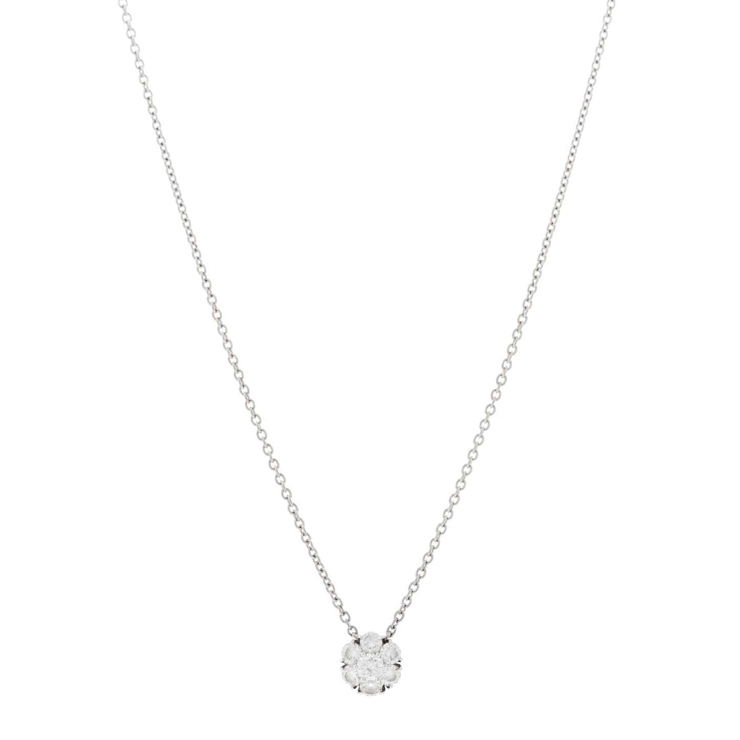 Platinum Diamond Fleurette Pendant Necklace