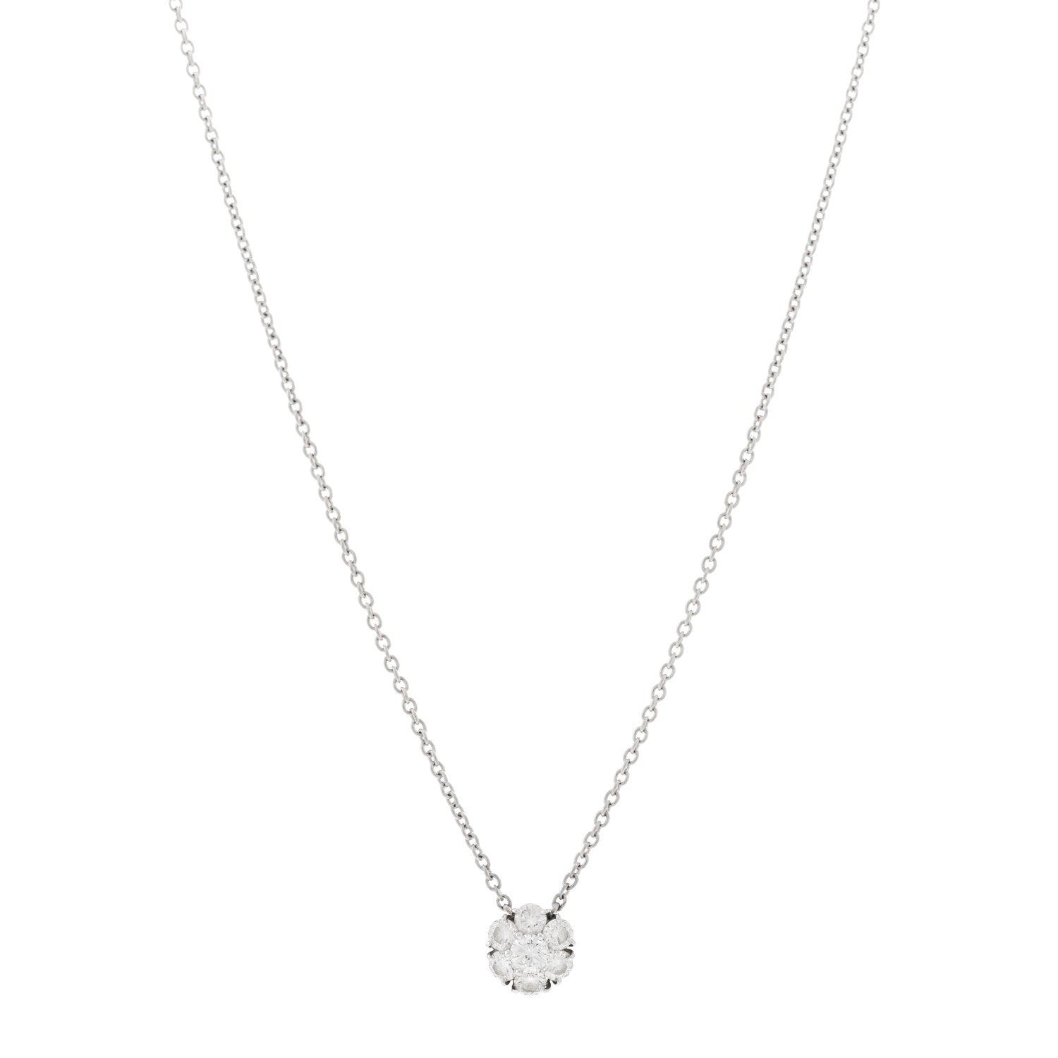 Van Cleef & Arpels Platinum Diamond Fleurette Pendant Necklace 1 of 4