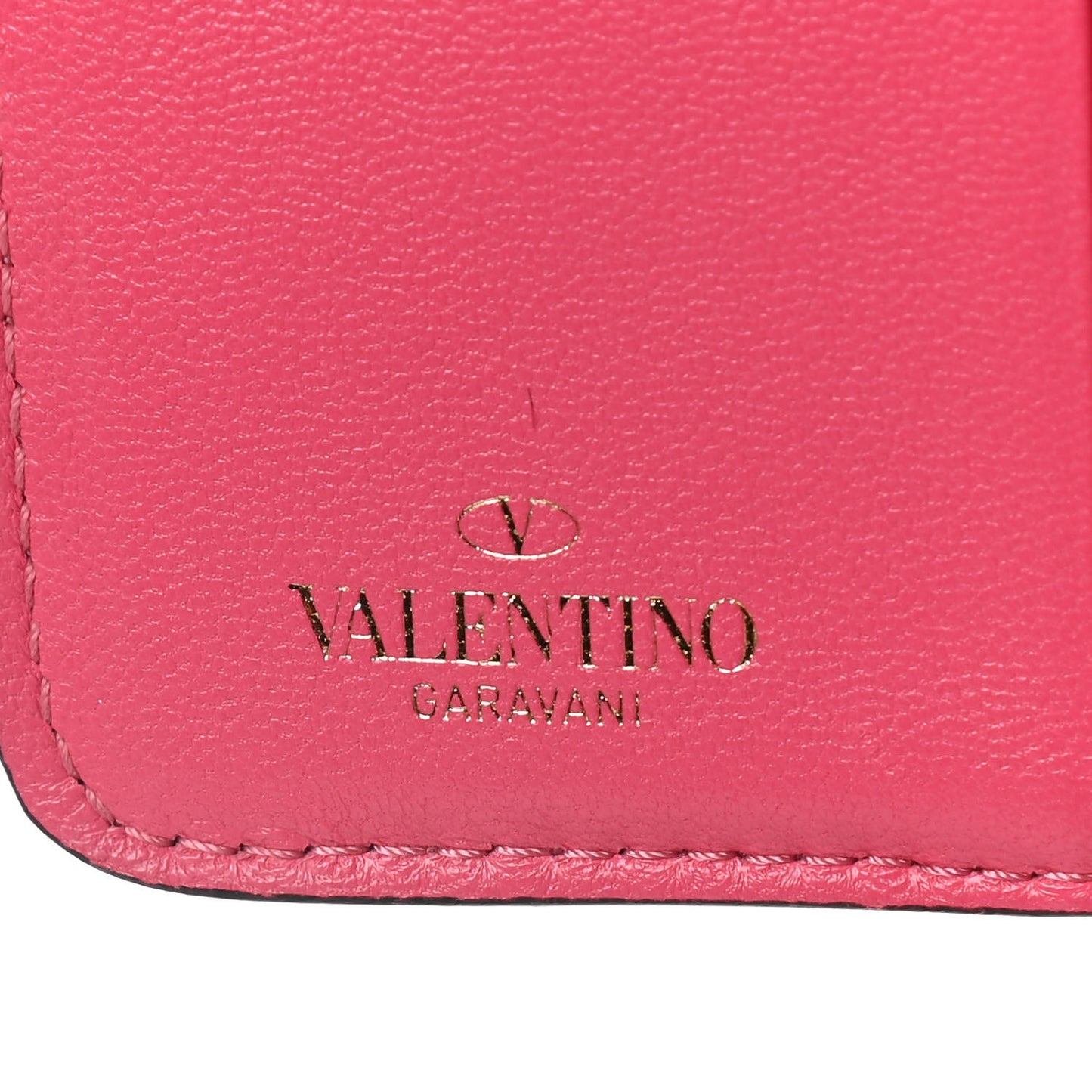 Nappa Rockstud Spike Compact Zip Around Wallet Shadow Pink