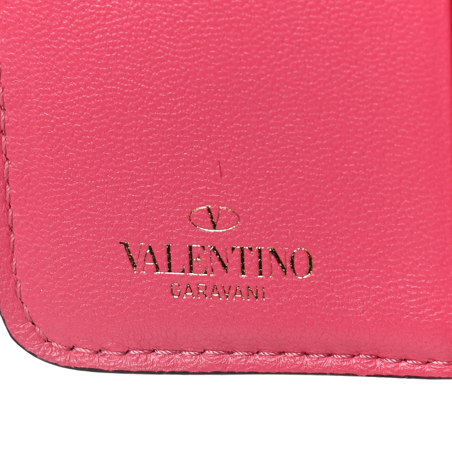 Valentino Garavani Nappa Rockstud Spike Compact Zip Around Wallet Shadow Pink 4 of 23