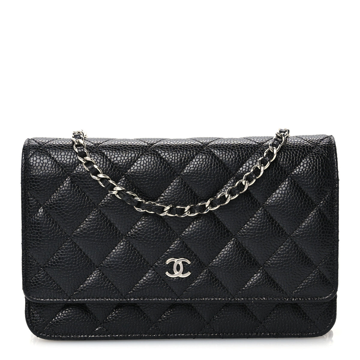 Caviar Quilted Wallet on Chain WOC Black
