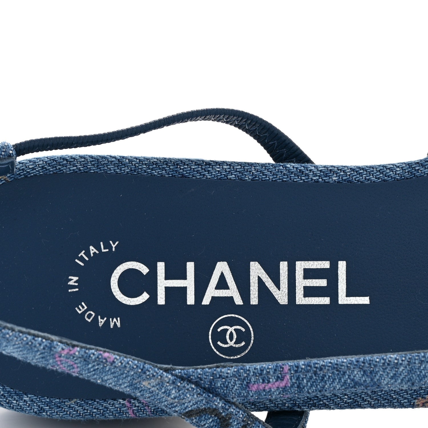 Chanel Denim Cap Toe CC Slingback Flats 39 Light Blue Multicolor 6 of 10