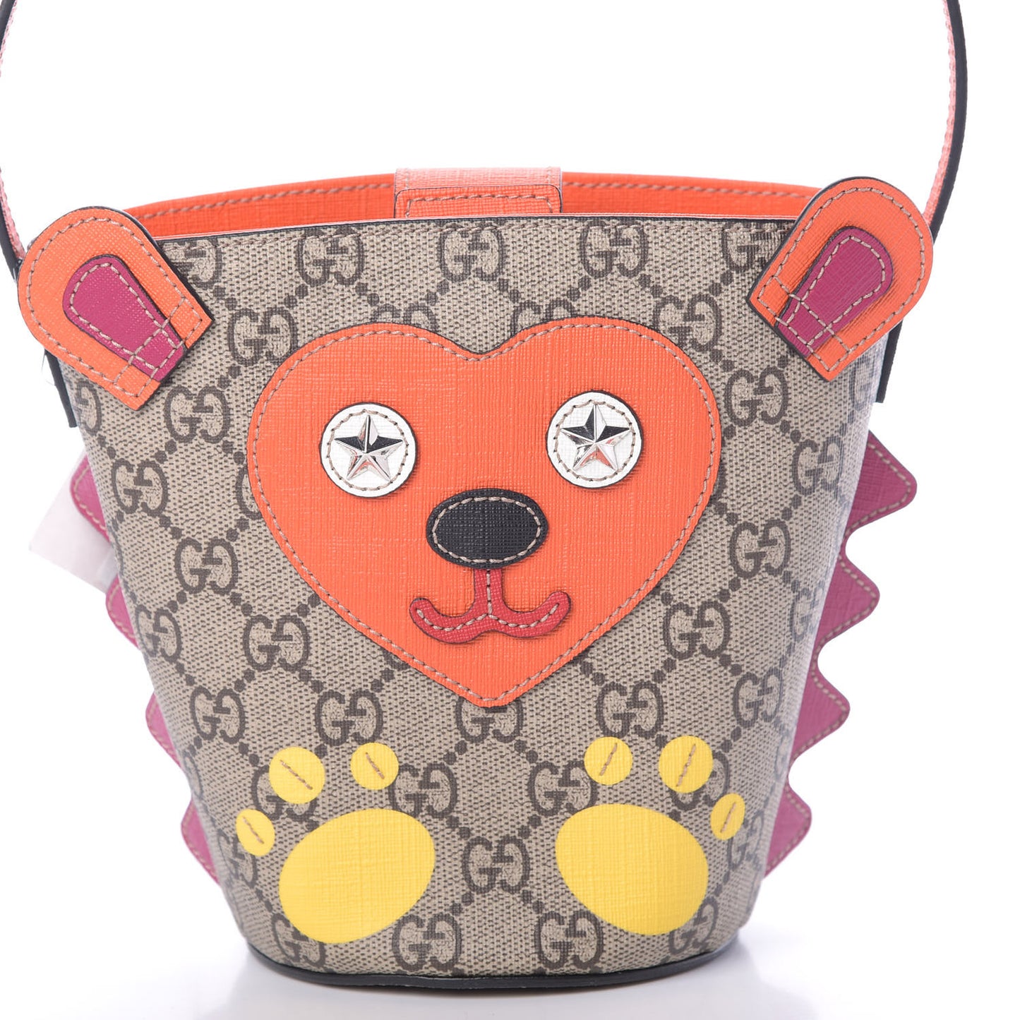 GG Supreme Monogram Childrens Hedgehog Bucket Bag Orange