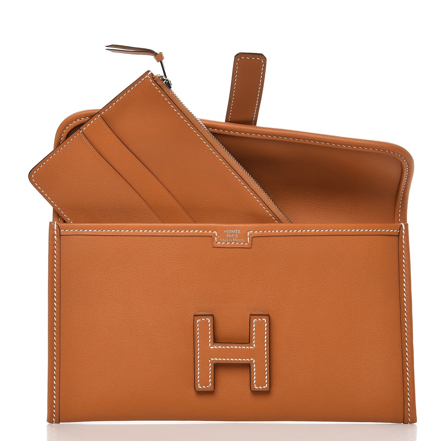 Hermes Swift Jige Duo Clutch Toffee 6 of 9