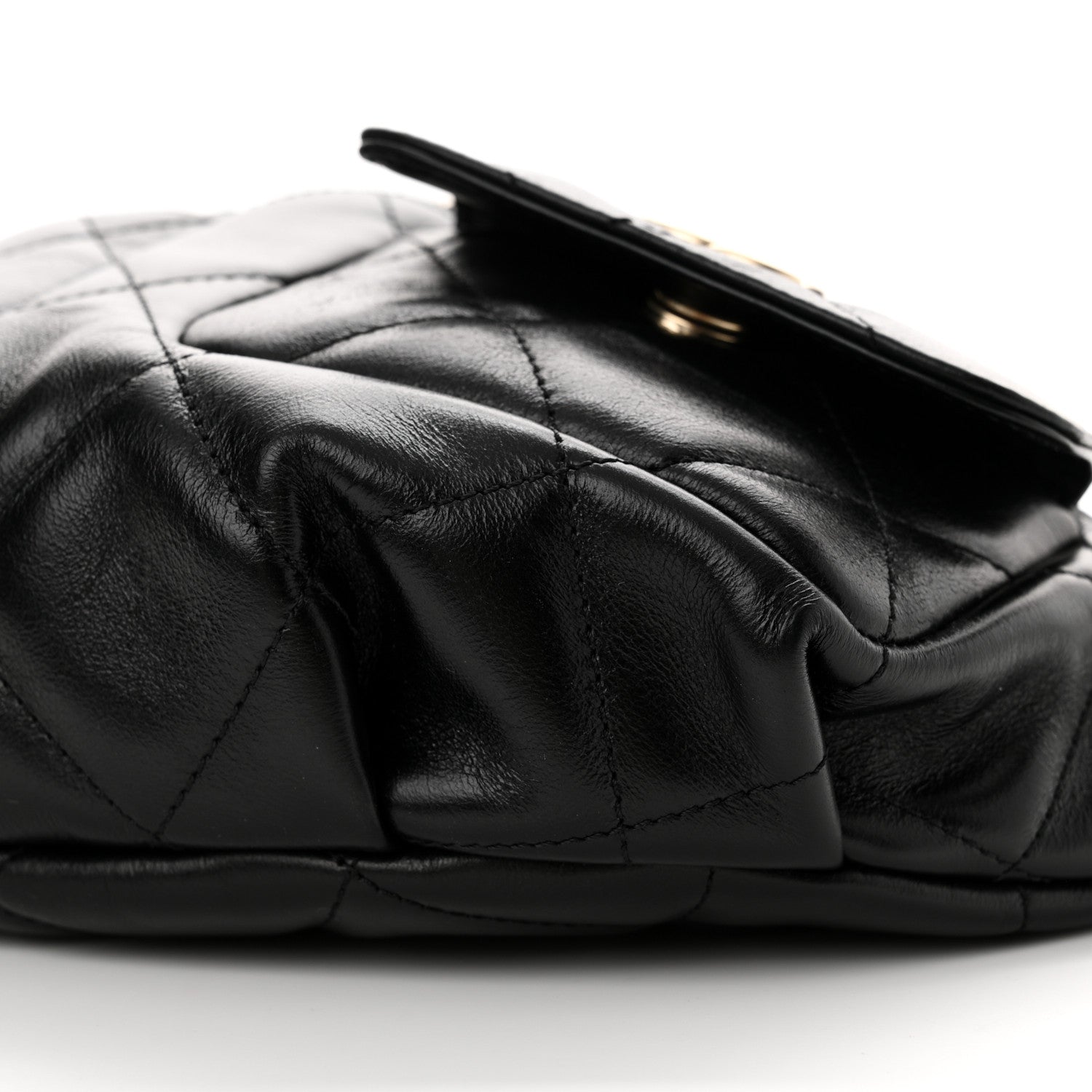 Chanel Shiny Aged Calfskin Quilted CC Pockets Jacket Waist Belt Bag Black 10 of 11
