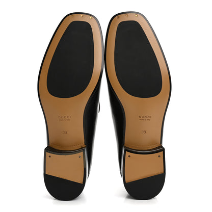 Gucci Goatskin Womens Horsebit Mid-Heel Loafers 39 Black 6 of 9
