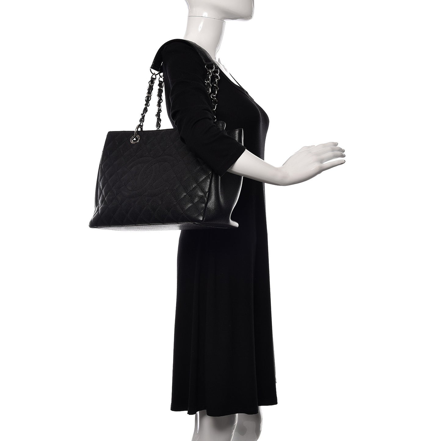 Caviar Quilted Grand Shopping Tote GST Black