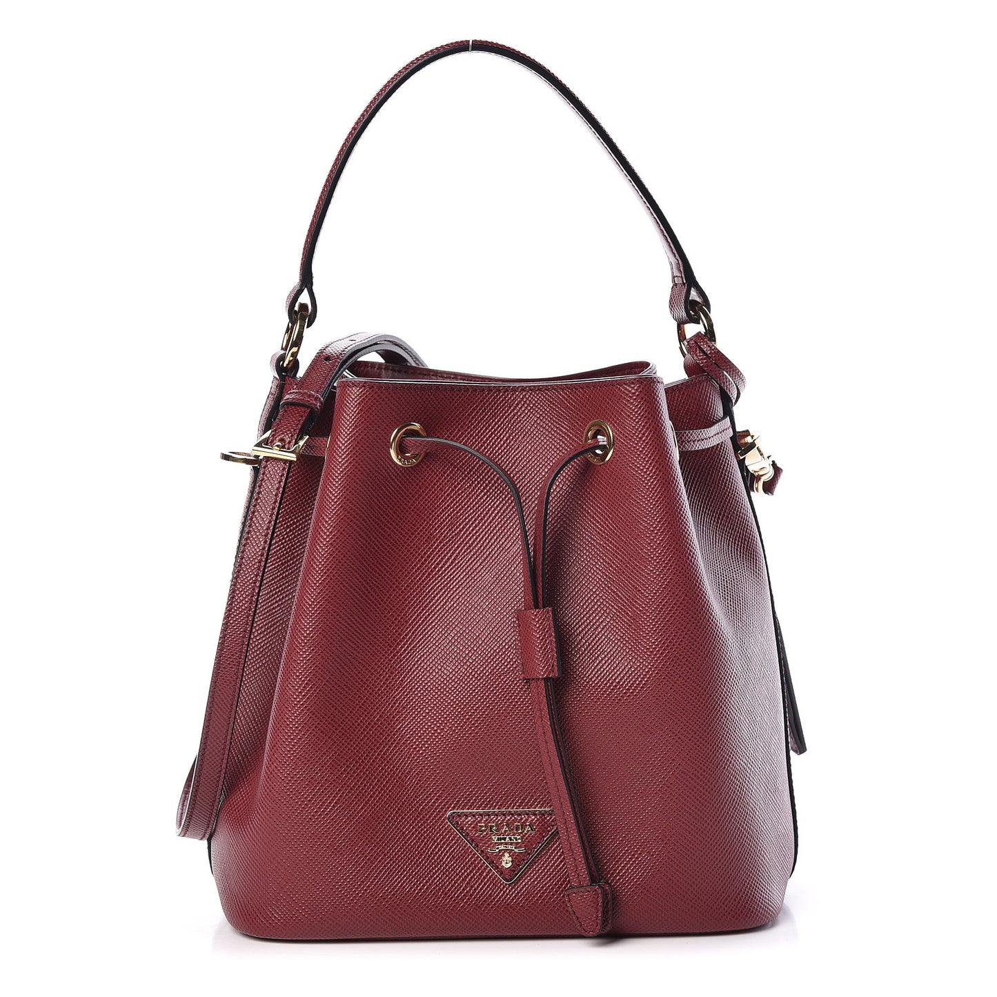 Saffiano Cuir Bucket Bag Cerise