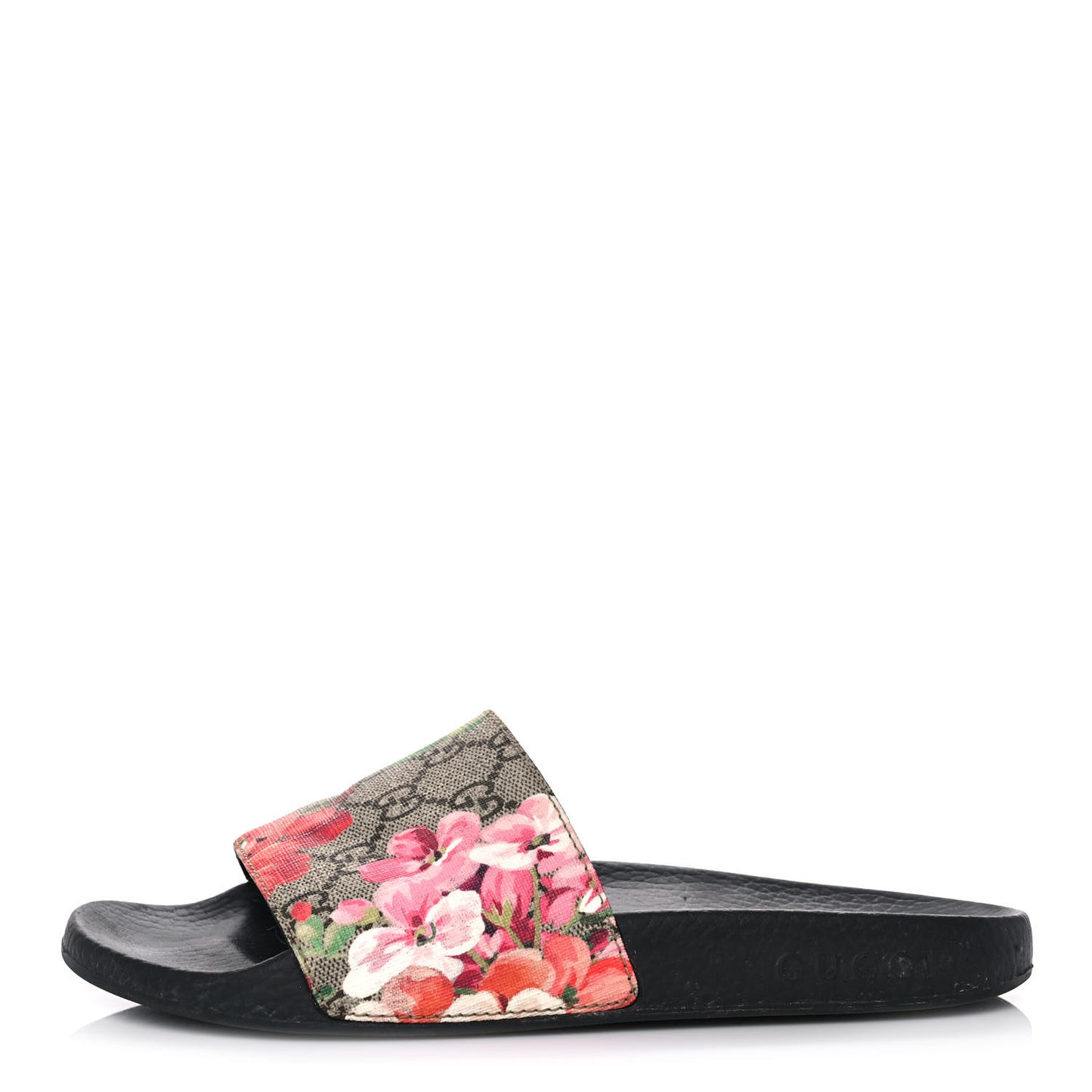 GG Supreme Monogram Blooms Slide Sandals 37 Beige Multicolor