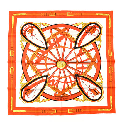 Hermes Silk En Roue Libre Scarf 90 White Orange Gold 1 of 6