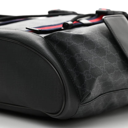 Gucci Soft GG Supreme Monogram Appia Calfskin Web Double Buckle Backpack Black 10 of 10