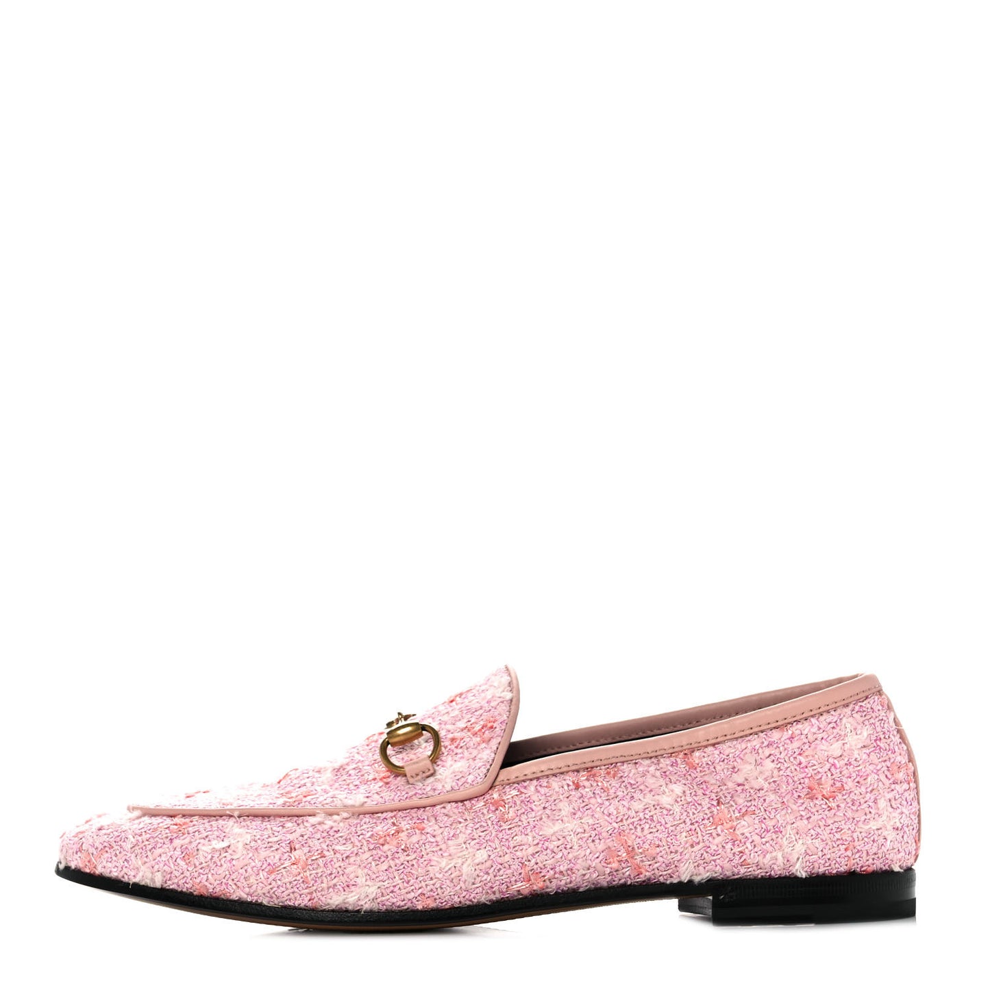 Wool Tweed Horsebit Womens Jordaan Loafers 38.5 Pink White Perfect Pink