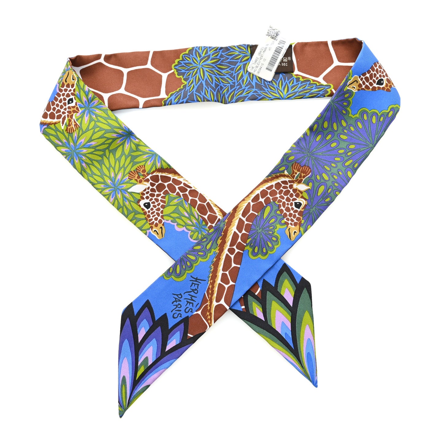 Silk The Three Graces Twilly Bleu Vert Marron