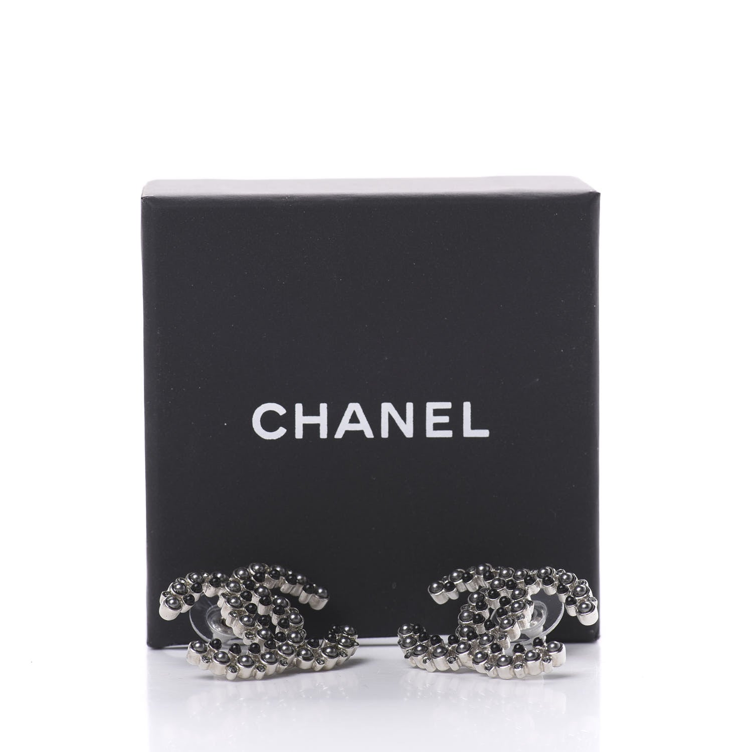 Chanel Pearl Crystal Snow Splash CC Earrings Ruthenium 6 of 6