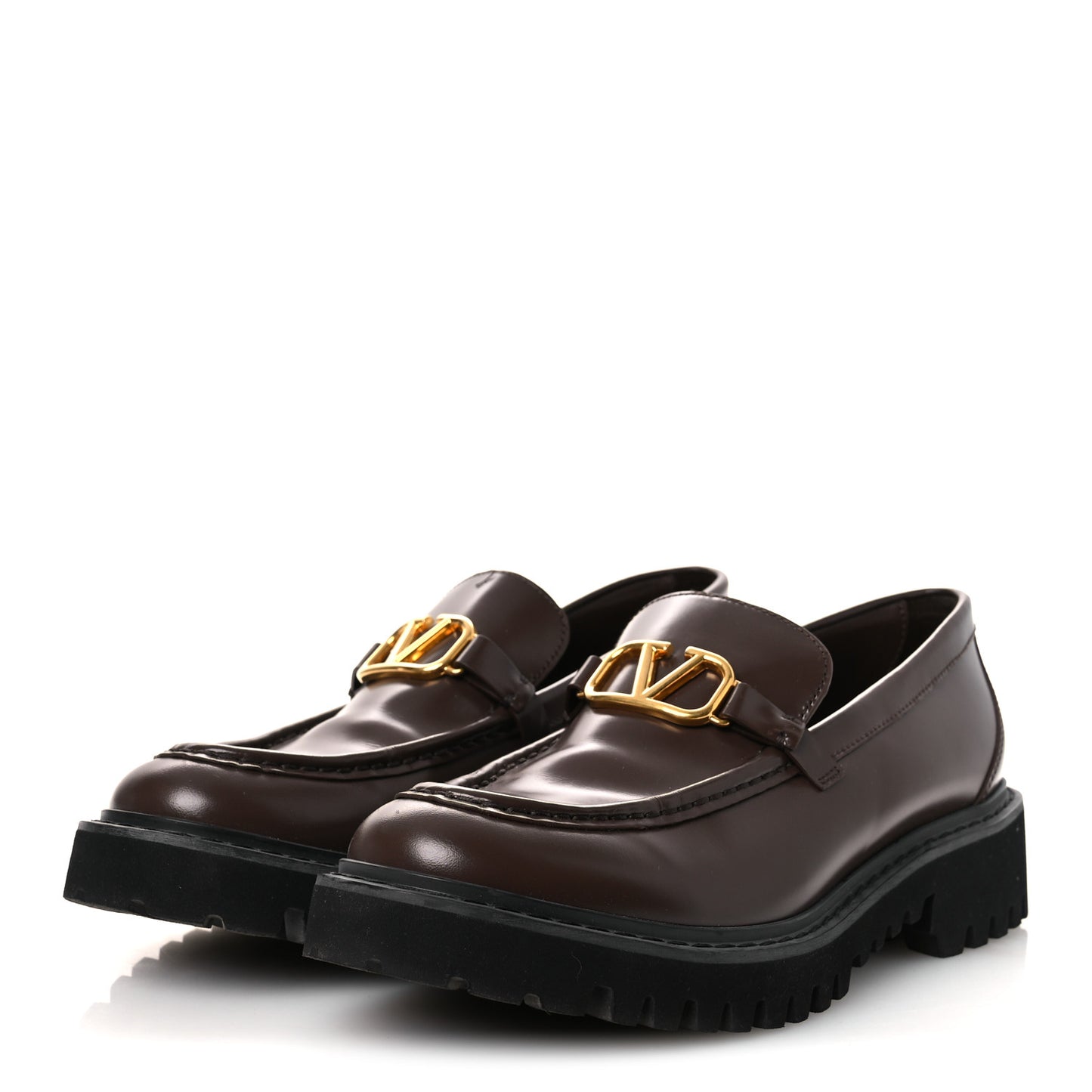 Calfskin Vlogo Loafers 39.5 Cacao
