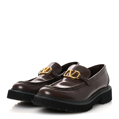 Valentino Garavani Calfskin Vlogo Loafers 39.5 Cacao 4 of 14