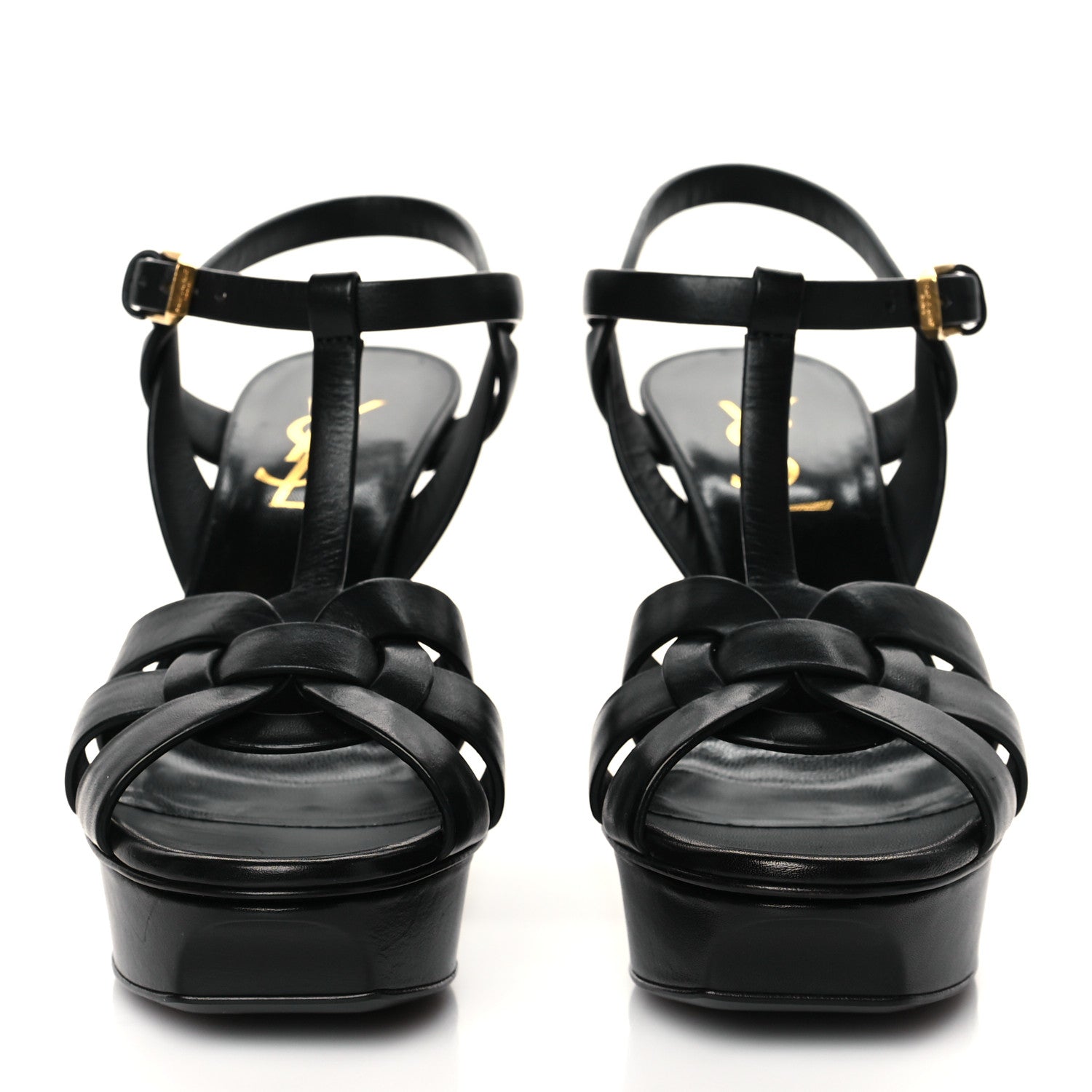 Saint Laurent Calfskin Tribute 75 Platform Sandals 36.5 Black 2 of 9